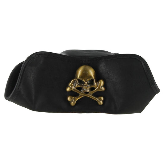 Terror at Sea Leather Jolly Roger Tricorne Hat-0