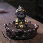 Glass Little Monk Backflow Incense Burner - Brown