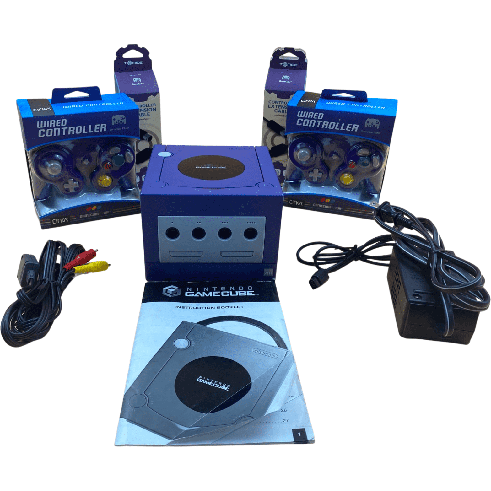 Indigo GameCube System (with 2 New Aftermarket Controllers)