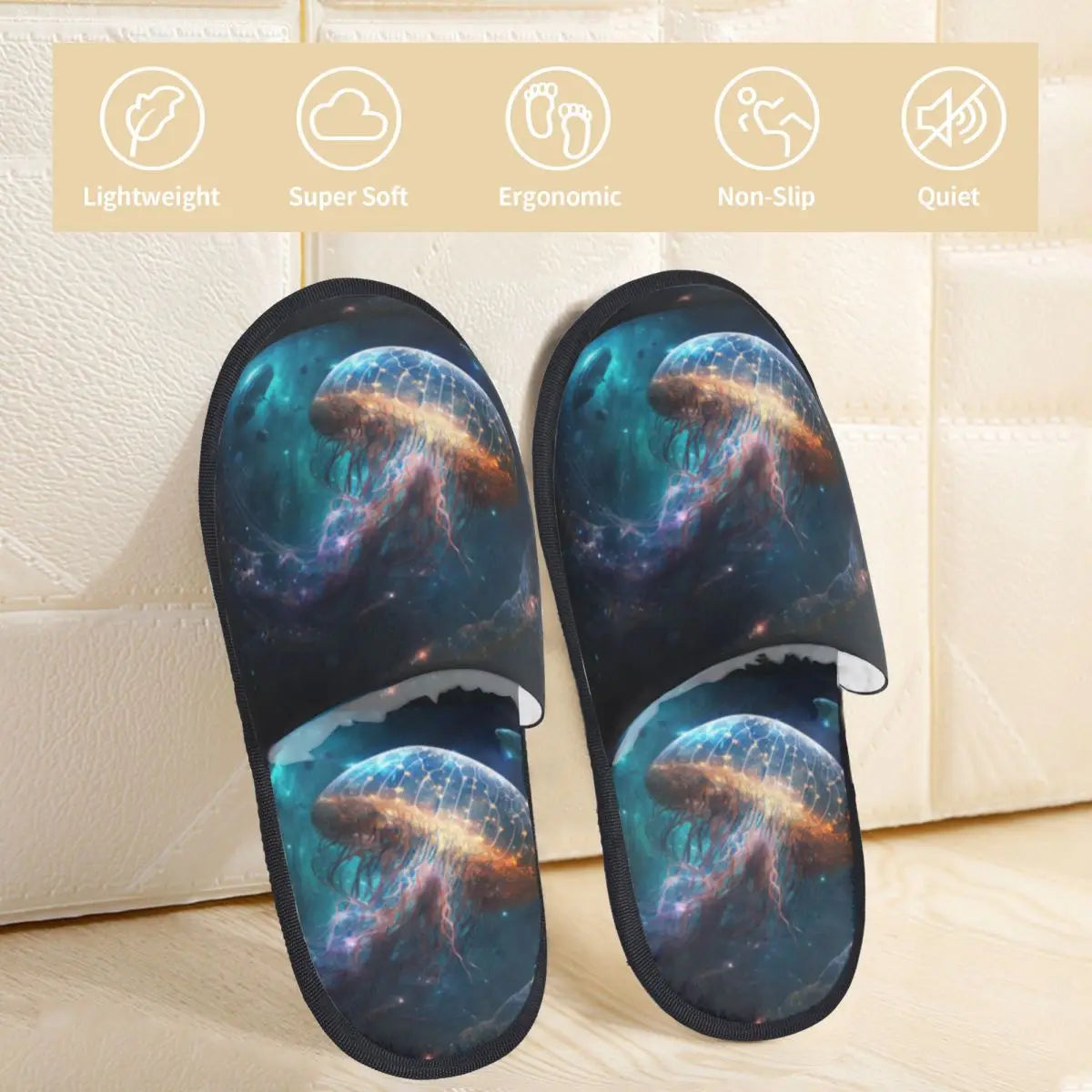 Indoor Slippers Fantasy Jellyfish Space Plush Slipper Autumn Winter Shoes House Flat Floor for Bedroom