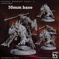 Infernal Belzatu Warbeast Riders: Sculpt A (Demon Warrior Cavalry Unit) - With Helmet / Shield / Glaive