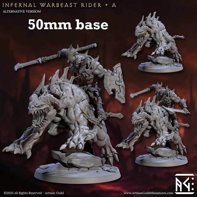 Infernal Belzatu Warbeast Riders: Sculpt A (Demon Warrior Cavalry Unit) - With Helmet / Shield / Glaive