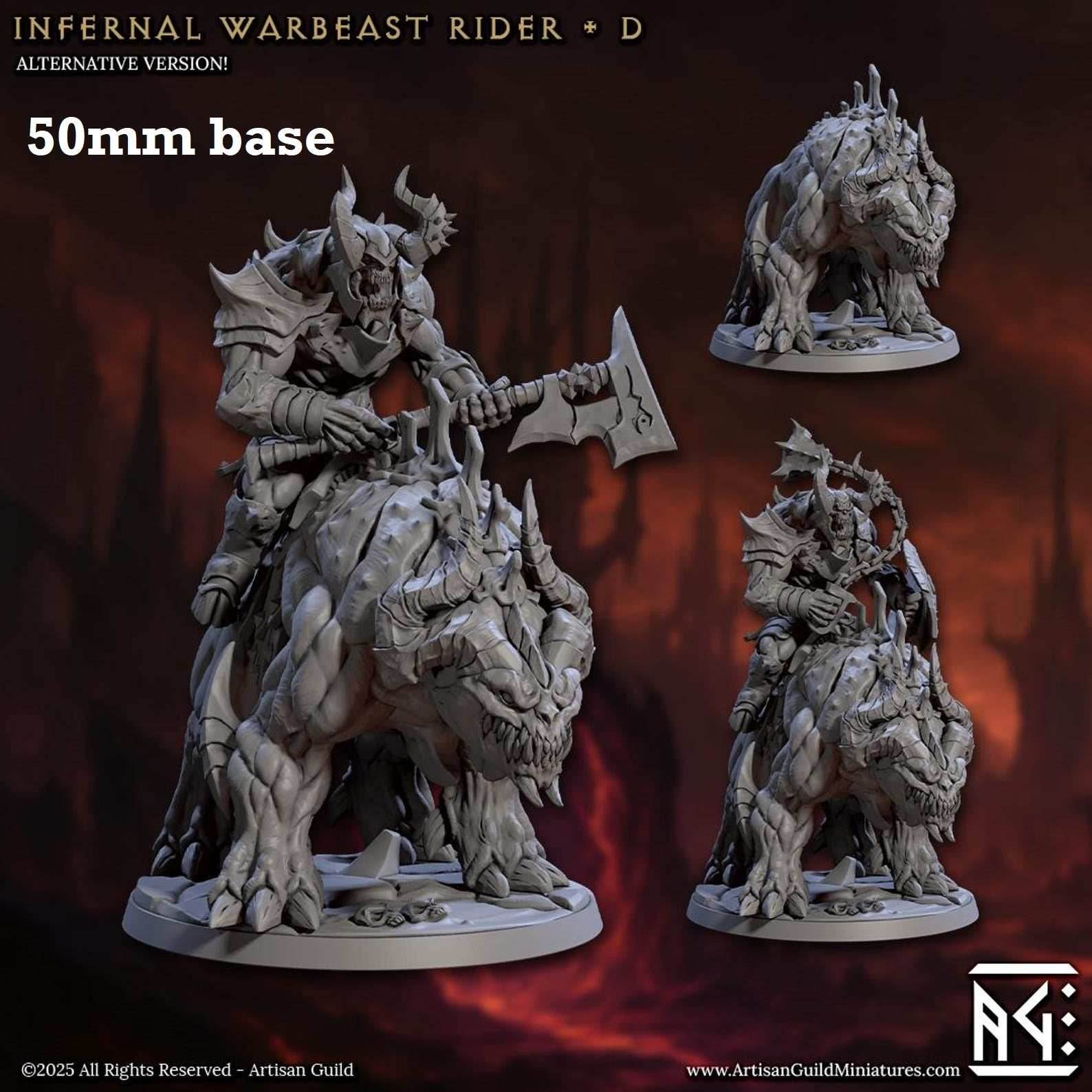 Infernal Belzatu Warbeast Riders: Sculpt D (Demon Warrior Cavalry Unit) - With Helmet / Two-Handed Axe