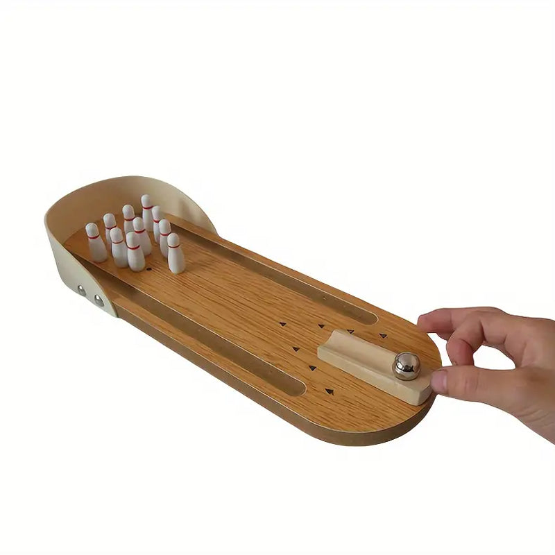 Interactive Toy Mini Bowling Set Tabletop Game - Wooden