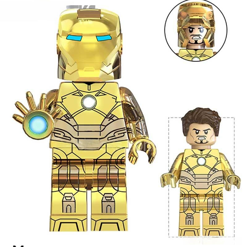 Iron Man Avengers Tony Stark Gold suit Lego Minifigures Custom Toys 3