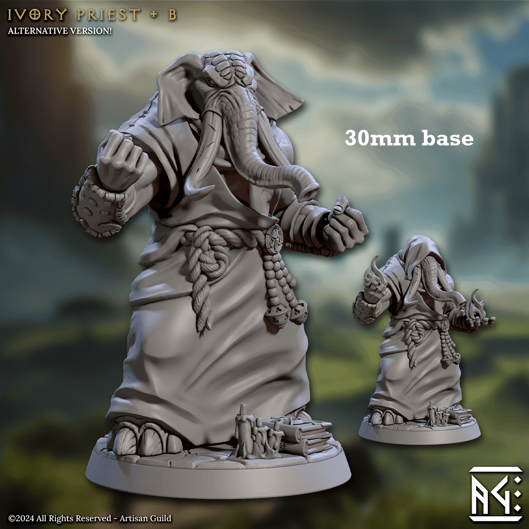 Ivory Priest - Sculpt B (Male Loxodon Monk) - No Hood / Fist / Fist
