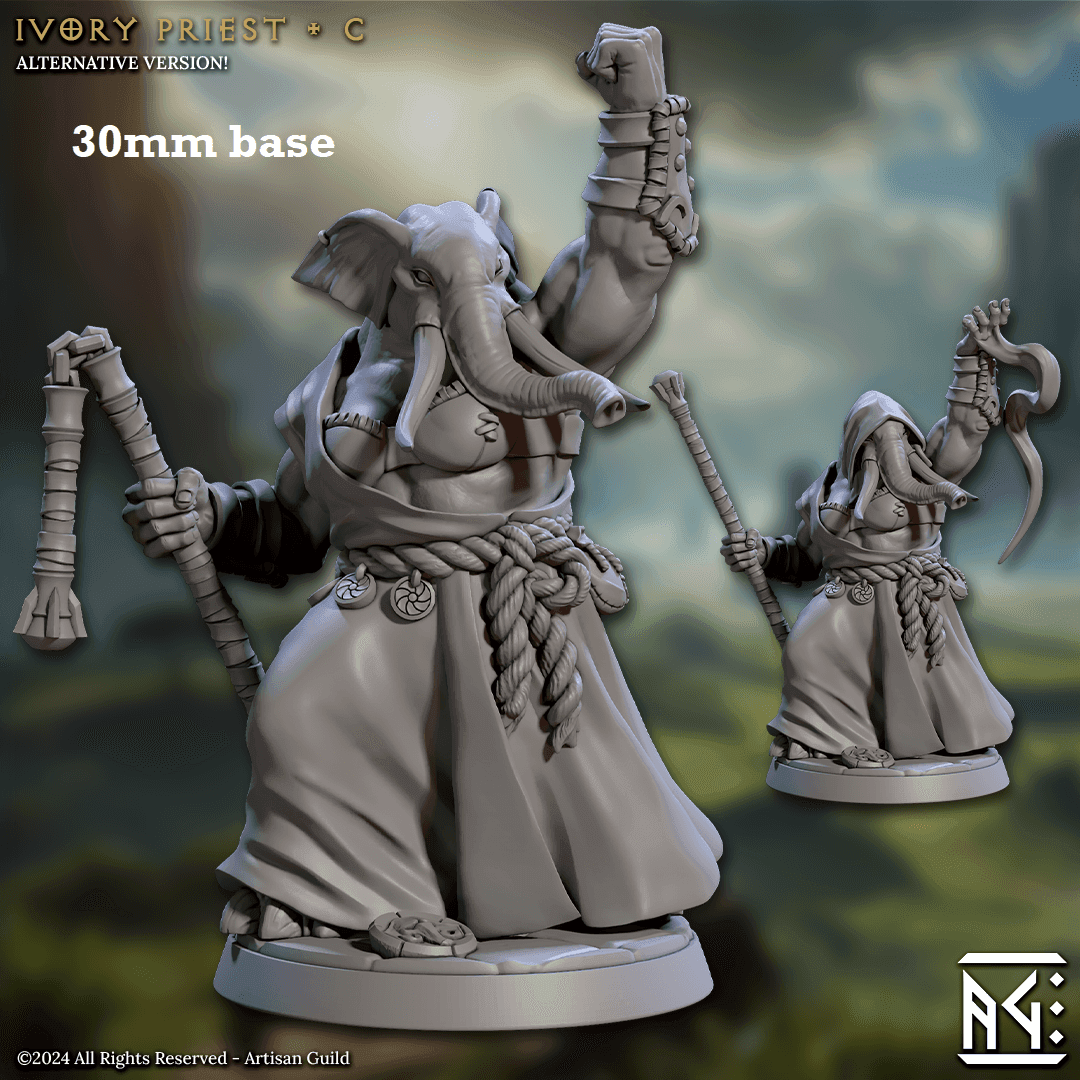 Ivory Priest - Sculpt C (Female Loxodon Monk) - No Hood / Fist / Chainstaff