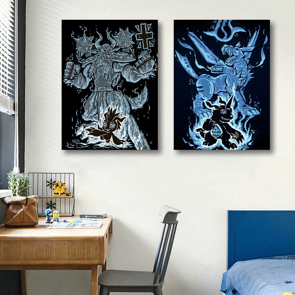 Japanese Anime Digimon Adventure Wall Art Poster Classic Cartoon Characters Home Decoration Canvas Painting Mural Picture Prints