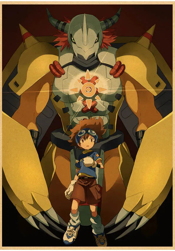 Japanese Anime Digimon Poster Wall Art Painting Print Kraft Paper Poster Home Cartoon Decoration Decorative Posters