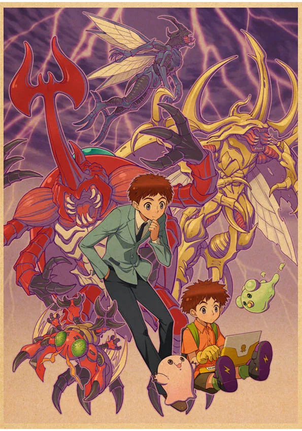 Japanese Anime Digimon Poster Wall Art Painting Print Kraft Paper Poster Home Cartoon Decoration Decorative Posters