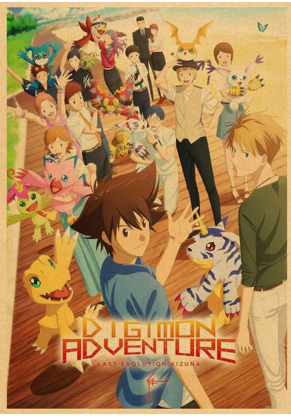 Japanese Anime Digimon Poster Wall Art Painting Print Kraft Paper Poster Home Cartoon Decoration Decorative Posters