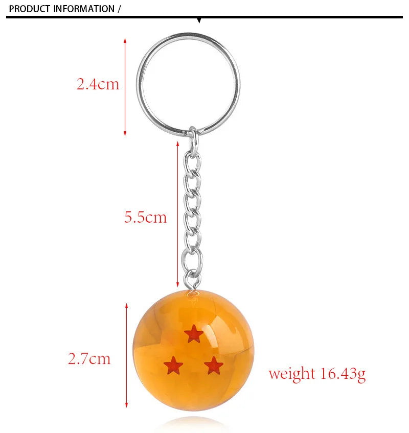 Japanese Anime Goku Super Keychain 3D 1-7 Stars Cosplay Crystal Ball KeyChain Collection Figures Toys Pendant Car Keyring Gifts