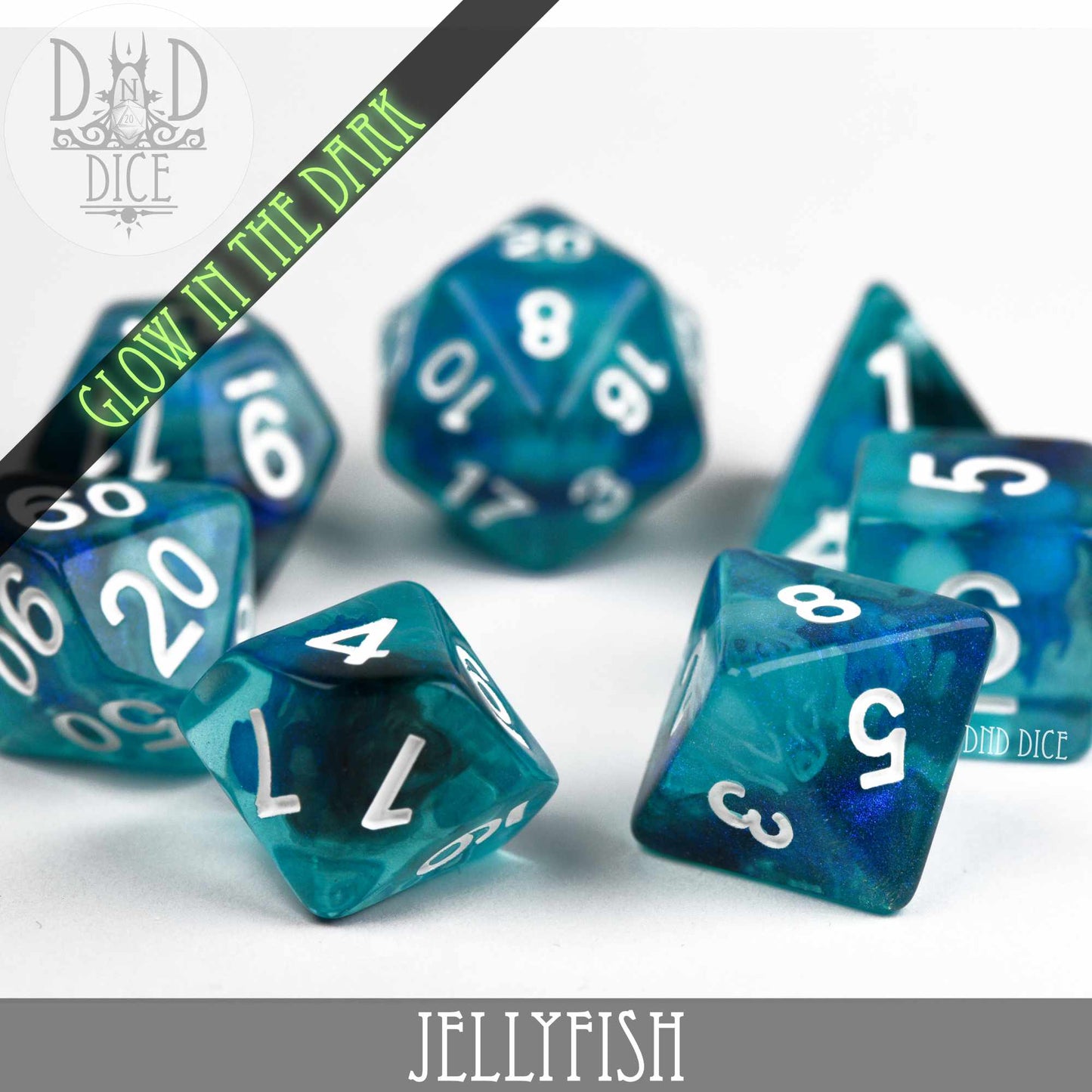 Jellyfish Glow in the Dark Dice Set