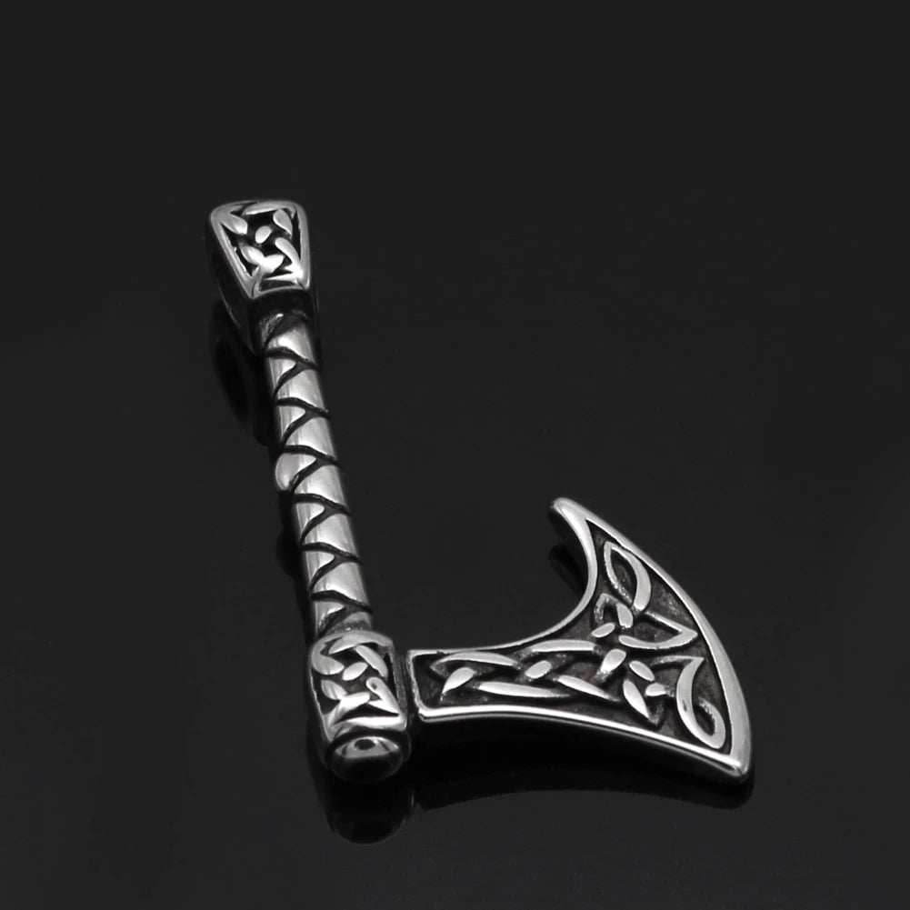 Vikings Axe Celtic Knot Stainless Steel Necklace - 