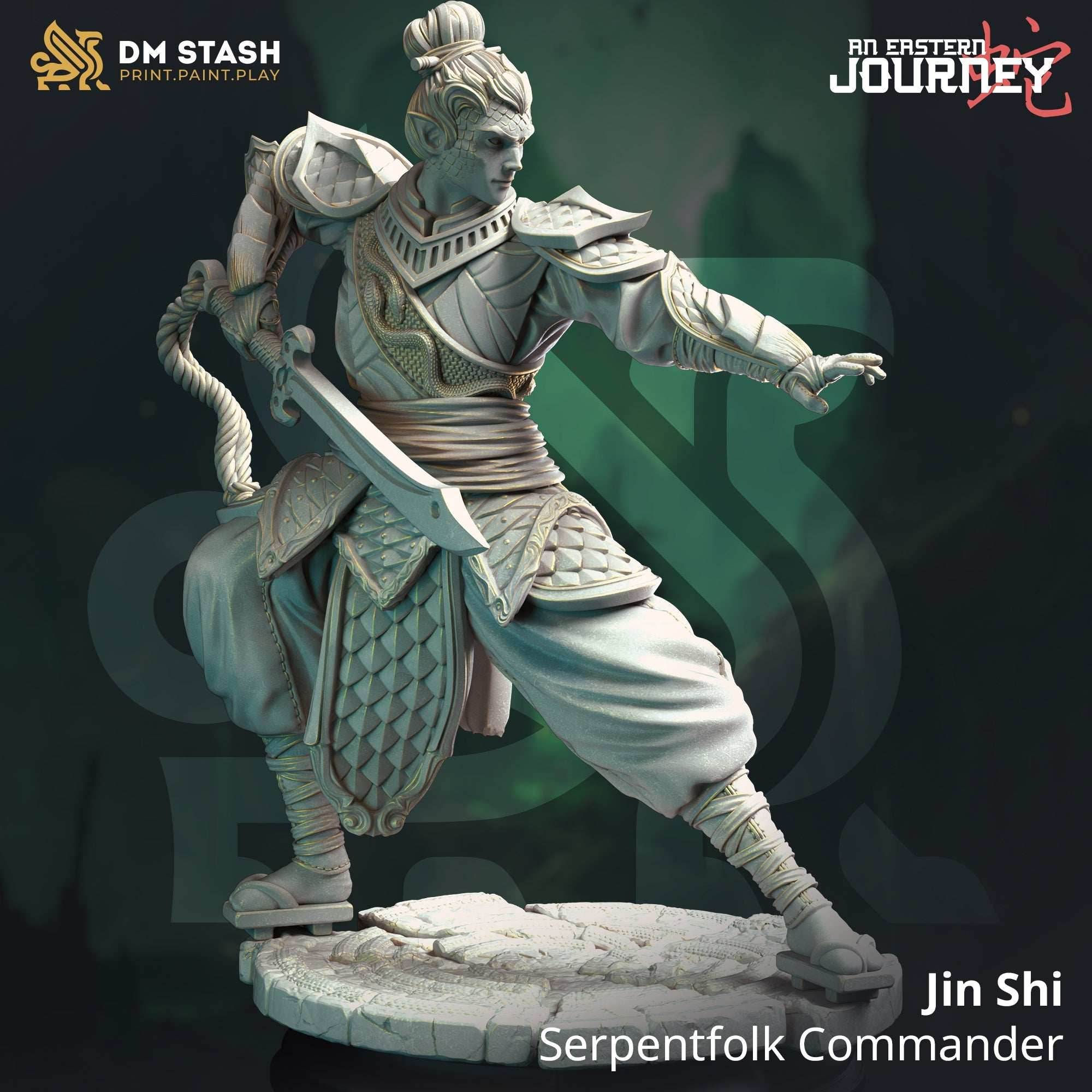 Jin Shi, Serpentfolk Commander (Male Yuan-ti Fighter) - 32mm Scale