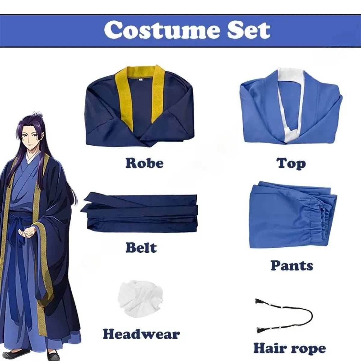 Jinshi Cosplay Costume – Kusuriya no Hitorigoto Outfit with Wig - S / Costume and Wig
