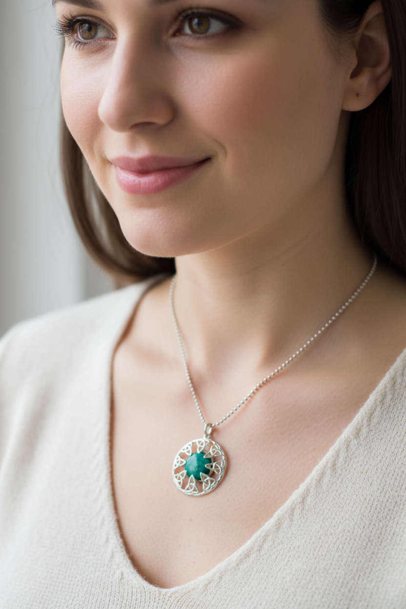 Trinity Knot Malachite Necklace
