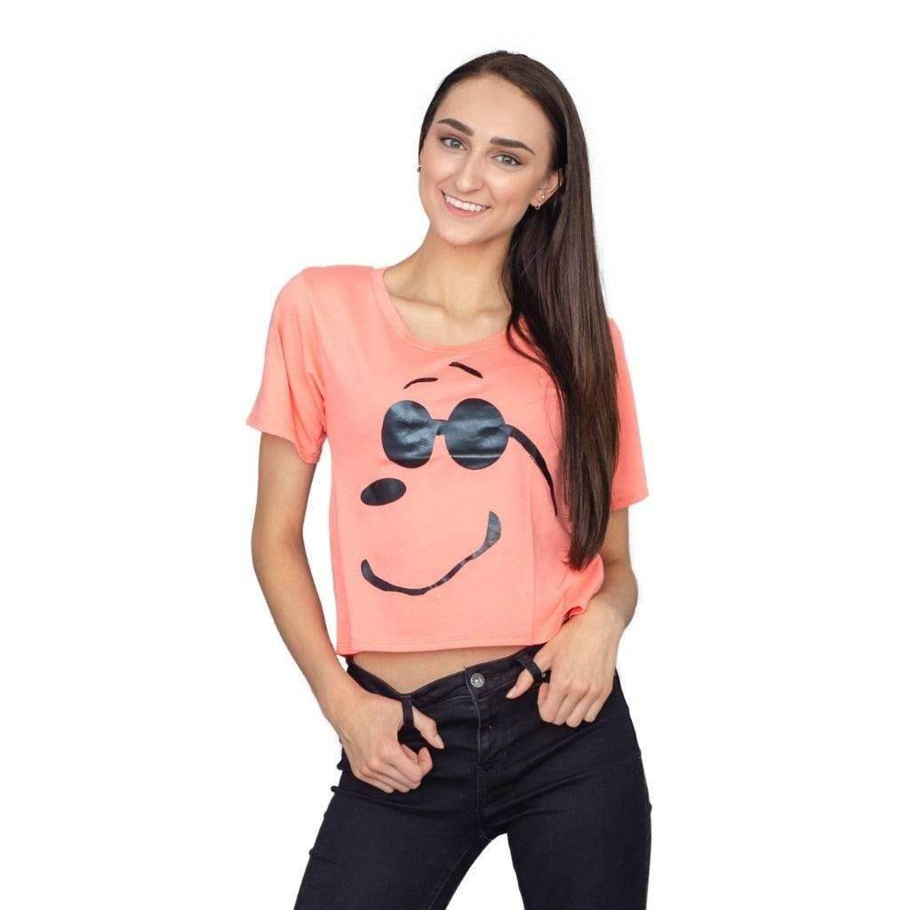Joe Cool Snoopy Cropped Peach T-shirt - S