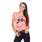 Joe Cool Snoopy Cropped Peach T-shirt - S