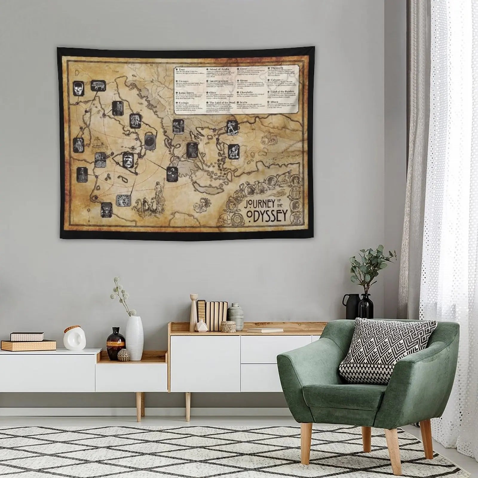 Journey of the Odyssey - Map Tapestry Decorations For Room Bedroom Decoration