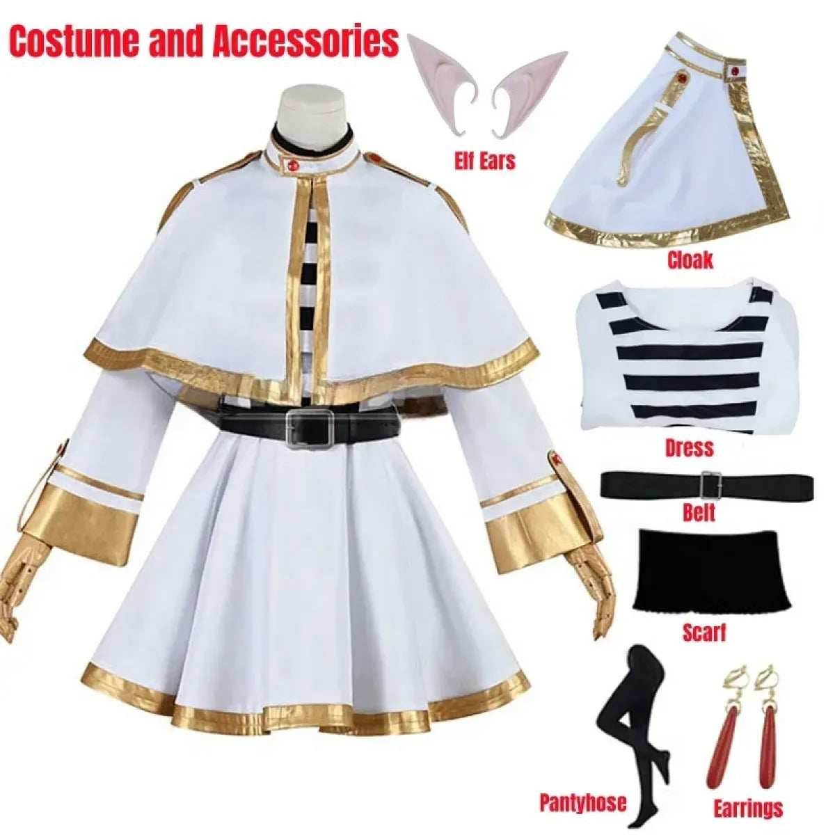 Frieren: Beyond Journey’s End Cosplay Costume – Dress with Wig & Accessories - Costume Set / XS