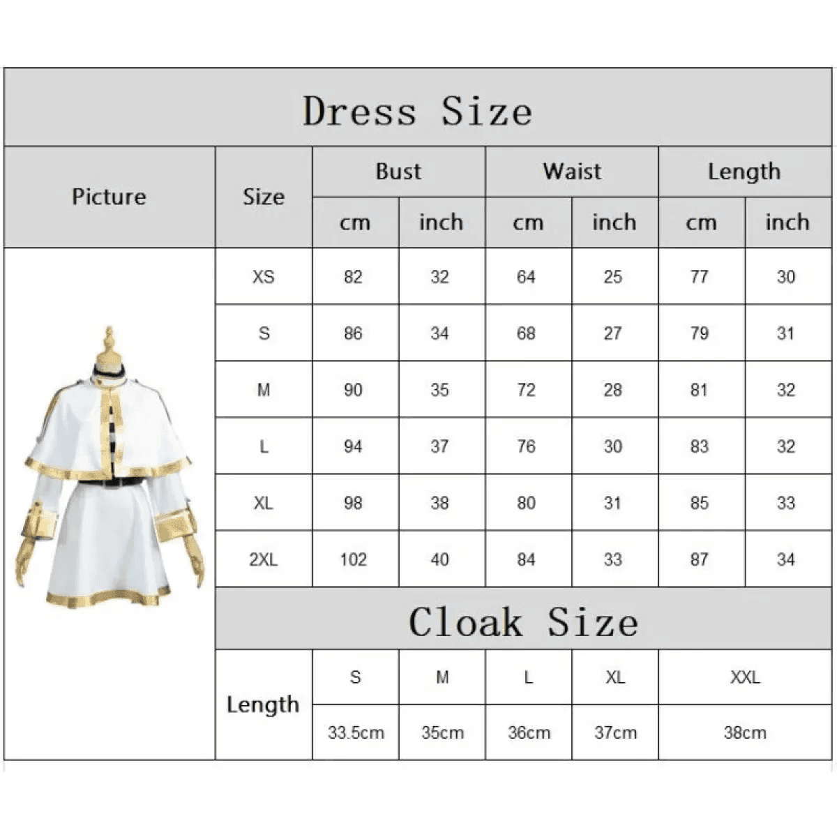 Frieren: Beyond Journey’s End Cosplay Costume – Dress with Wig & Accessories - Wig only / XS