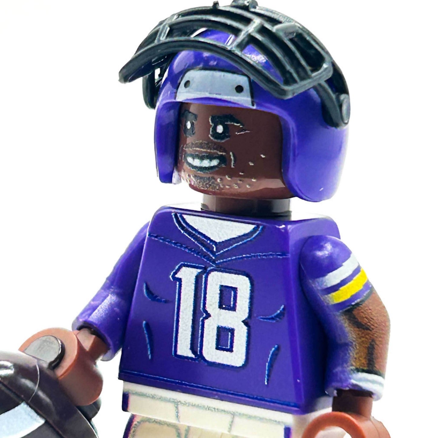 #18 WR Vikings Football Player Minifig made using LEGO parts - B3 Customs - 