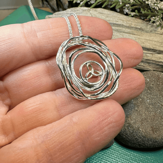 Cradle of Life Trinity Knot Necklace - Gold Accent