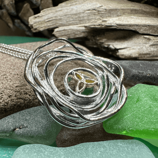 Cradle of Life Trinity Knot Necklace - Gold Accent