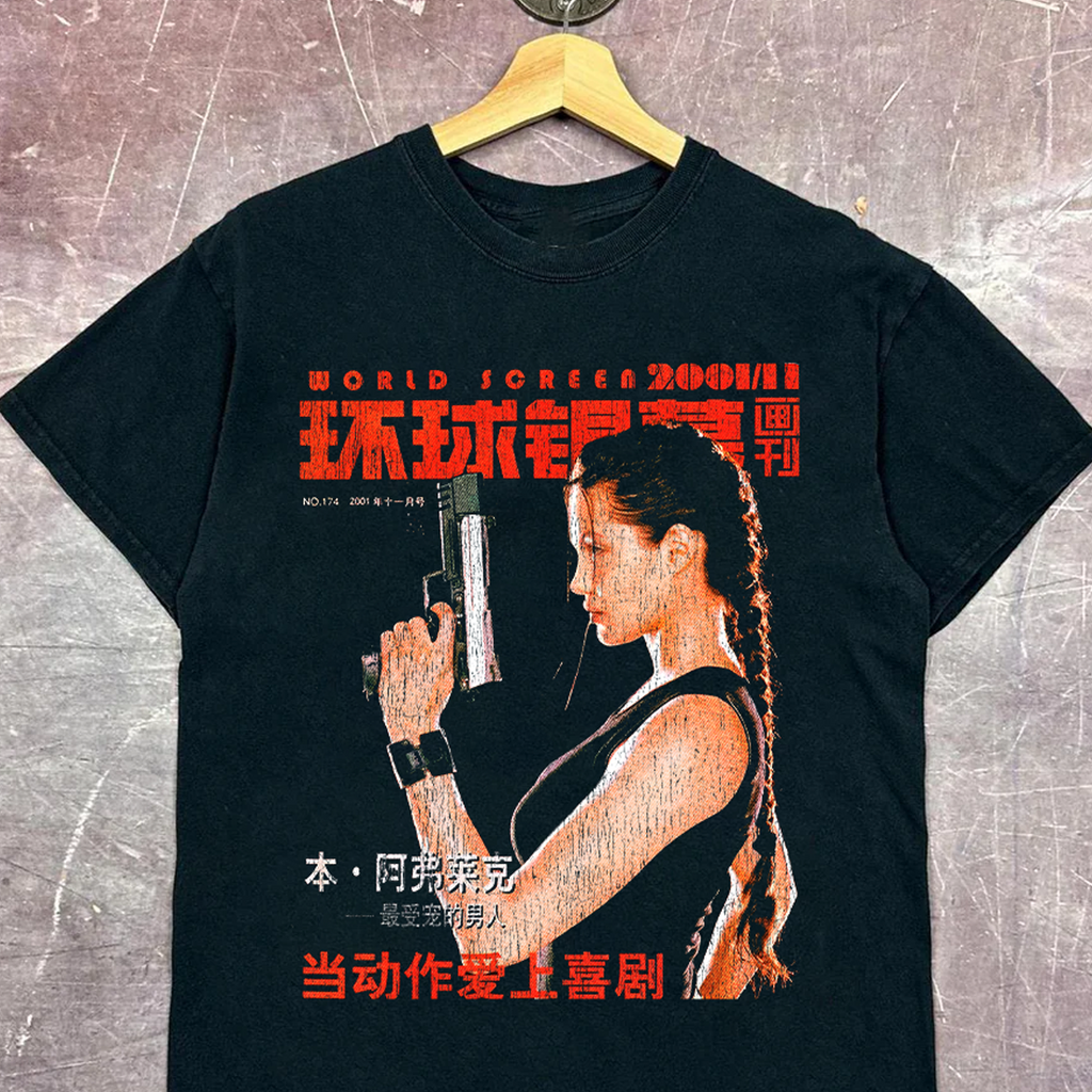 01 Laura Croft Japanese Promo Vintage Black T-Shirt