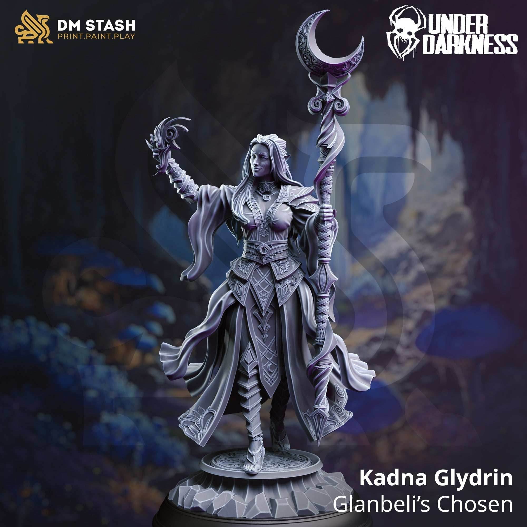 Kadna Glydrin, Glanbeli’s Chosen (Female Drow Cleric) - 32mm Scale