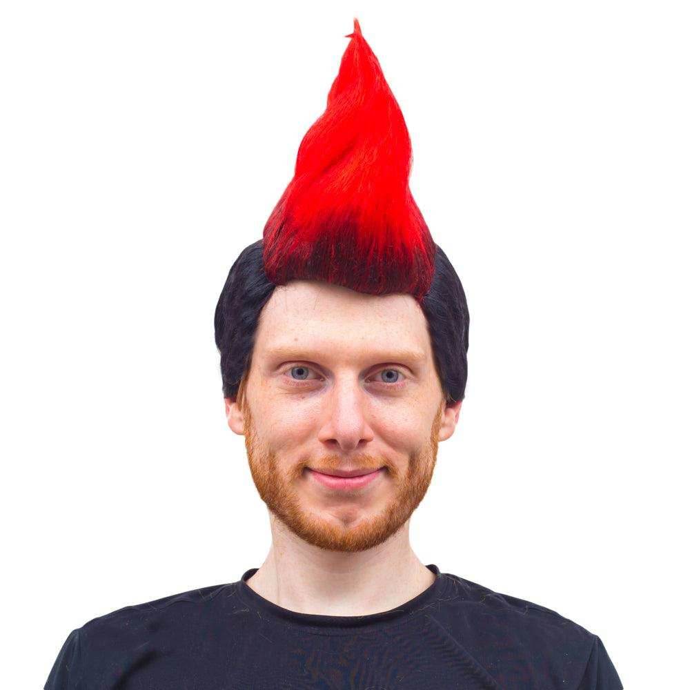 Karate Cobra Mohawk Halloween Costume Blue or Red Wig Cosplay - Red