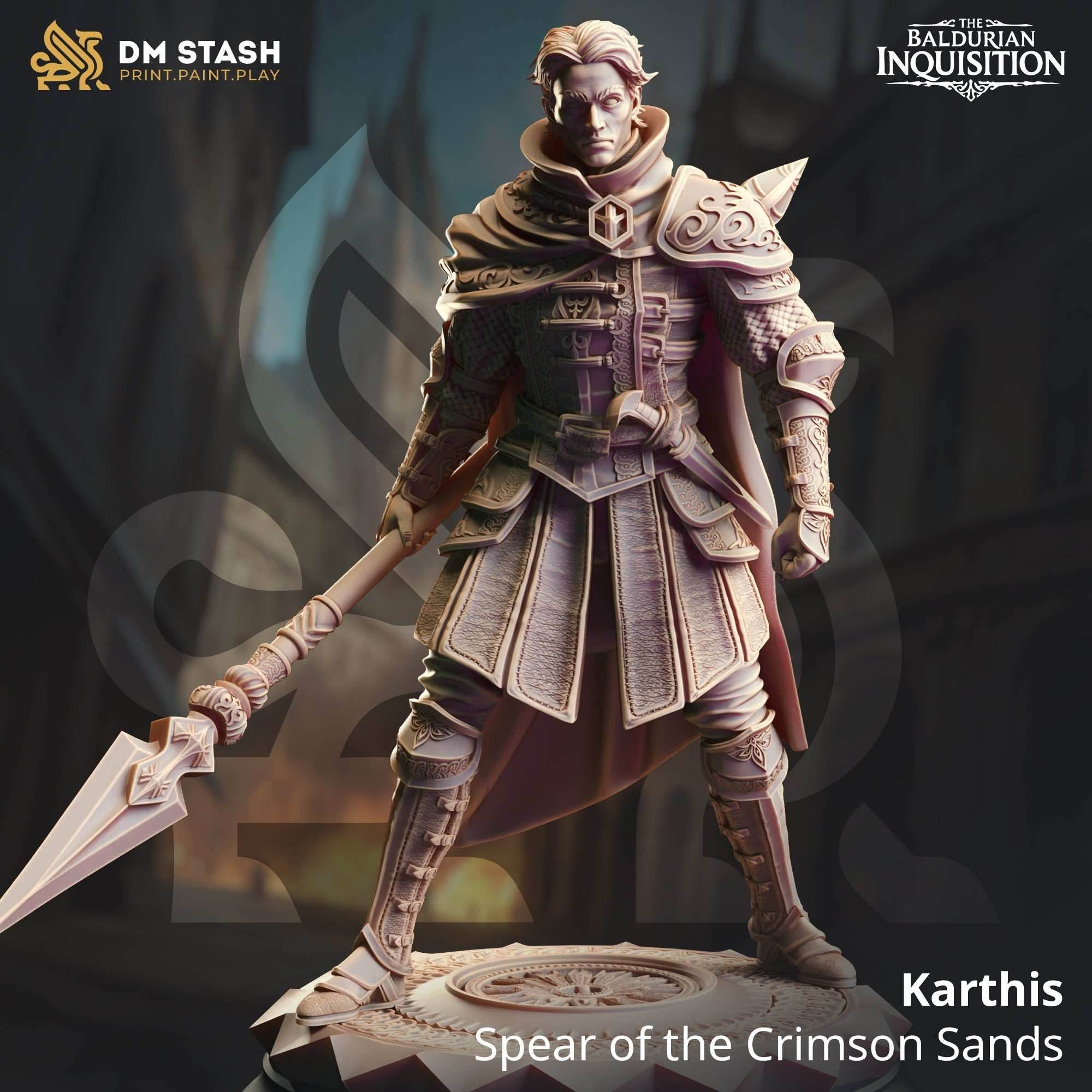Karthis, Spear of the Crimson Sands (Male Human Fighter) - 32mm Scale