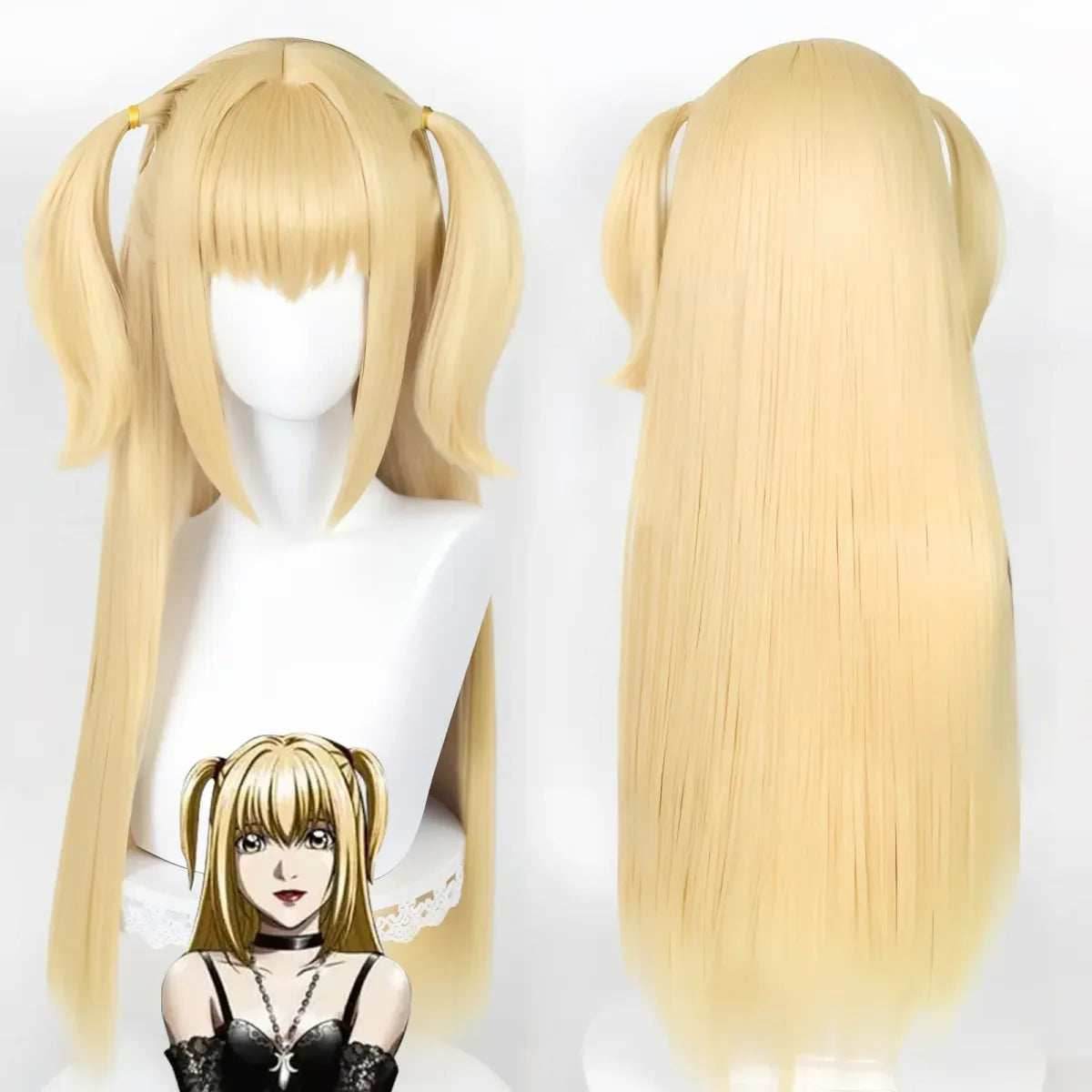 Misa Amane Cosplay Wig – Death Note Blonde Twin Tails with Wig Cap Set - Wig and Necklace / One Size