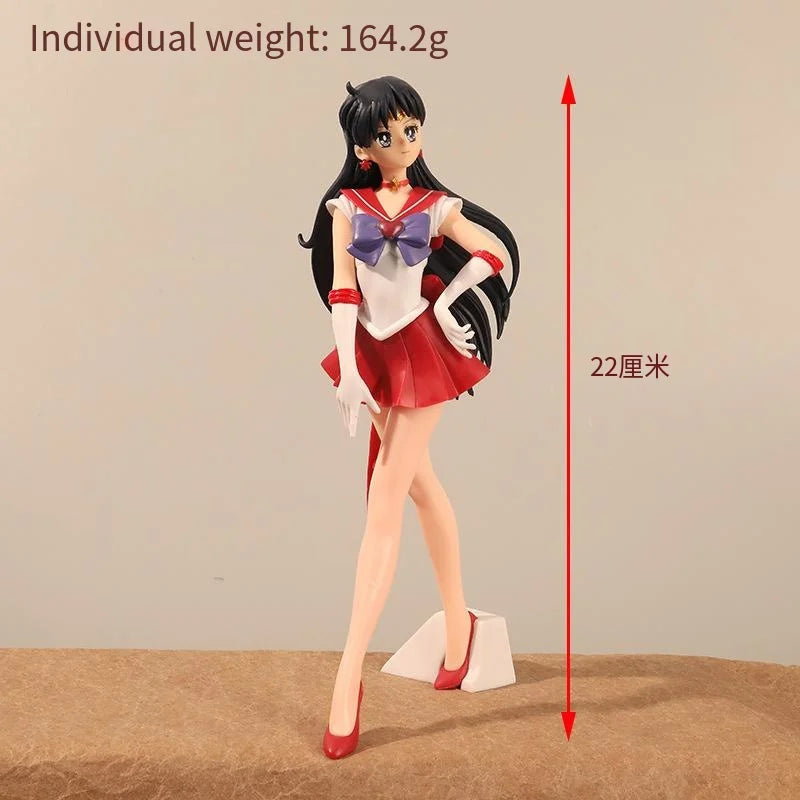 Kawaii Sailor Moon Figure 22CM Sailor Mars Sailor Mercury Cute Cartoon Action Figures Hand Made Dolls Model Ornaments Toys Gifts