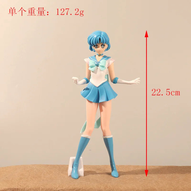 Kawaii Sailor Moon Figure 22CM Sailor Mars Sailor Mercury Cute Cartoon Action Figures Hand Made Dolls Model Ornaments Toys Gifts