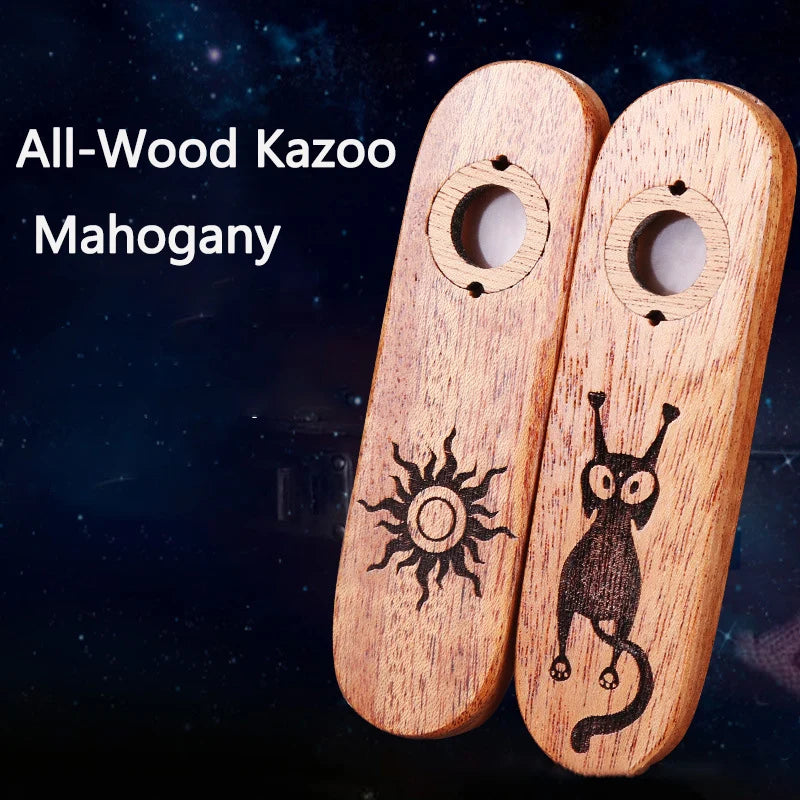 Kazoo Flute Wooden Mahogany Wood Kazoo Portable Musical Instruments Guitar Ukulele Piano Accompaniment for Beginner Gift