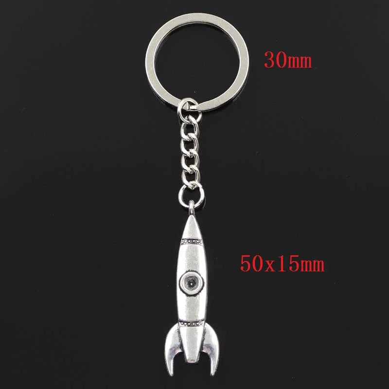 Keychain 50x15mm Rocket Missile Pendants DIY Men Jewelry Car Key Chain Ring Holder Souvenir For Gift