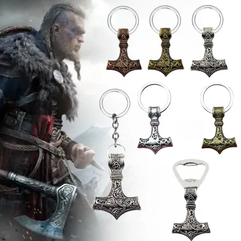 Keychain Charm Thor Hammer Mjolnir Viking Amulet Hammer Scandinavian Keychain Norse Jewelry Viking Key Chains