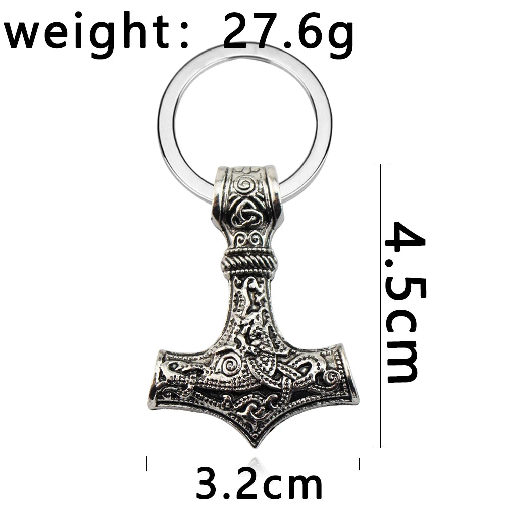 Keychain Charm Thor Hammer Mjolnir Viking Amulet Hammer Scandinavian Keychain Norse Jewelry Viking Key Chains