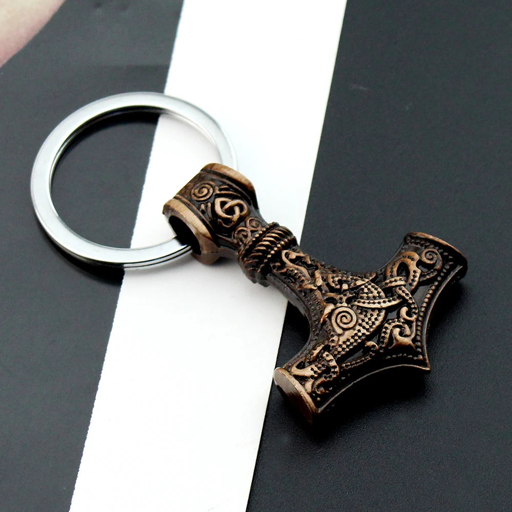 Keychain Charm Thor Hammer Mjolnir Viking Amulet Hammer Scandinavian Keychain Norse Jewelry Viking Key Chains