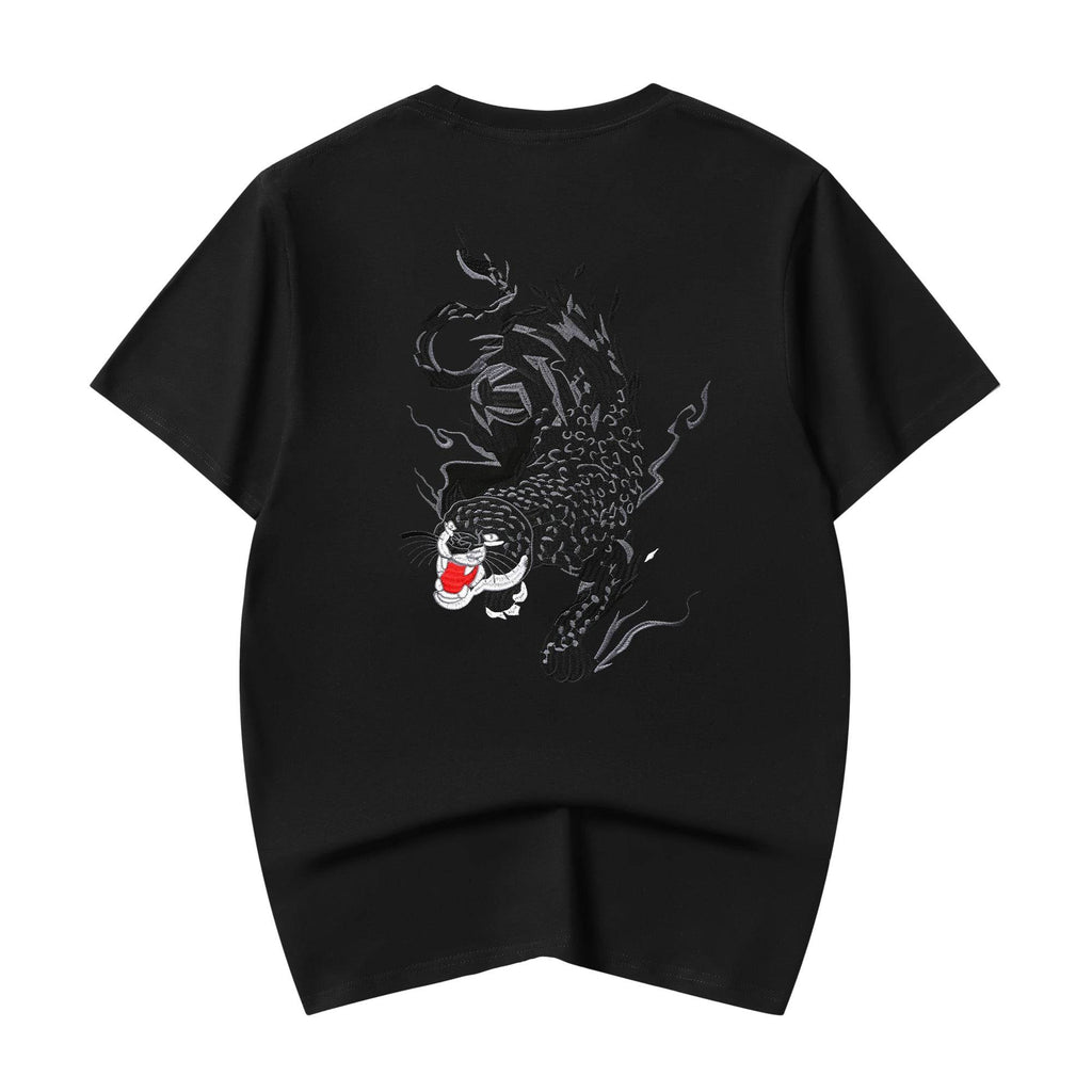 KH802 Raging Panther Embroidery Tee - Black / S