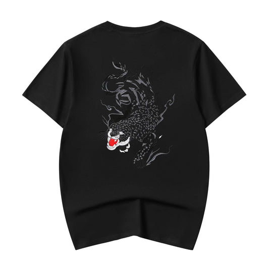 KH802 Raging Panther Embroidery Tee - Black / S