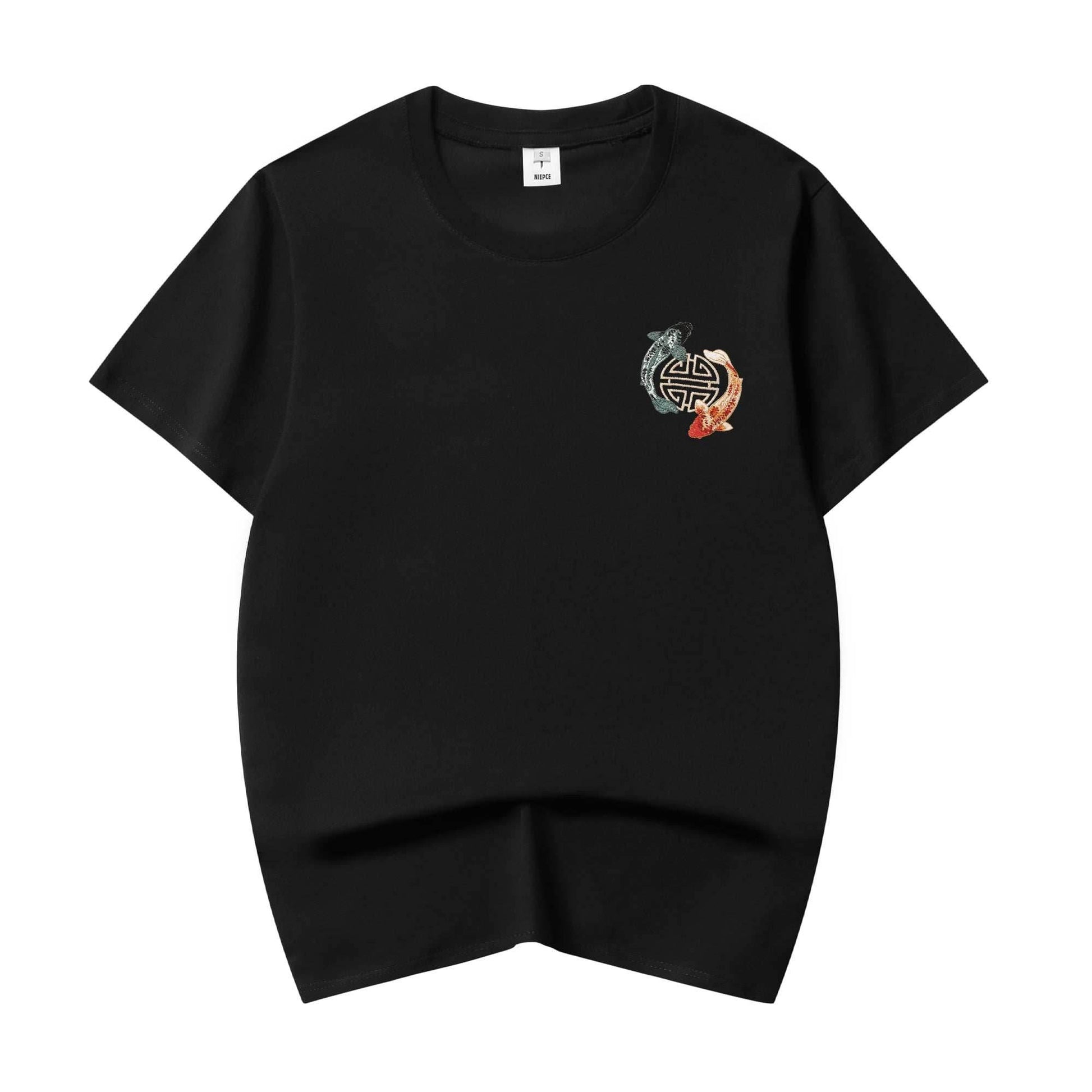 KH880 Koi Embroidery Tee - Black / S