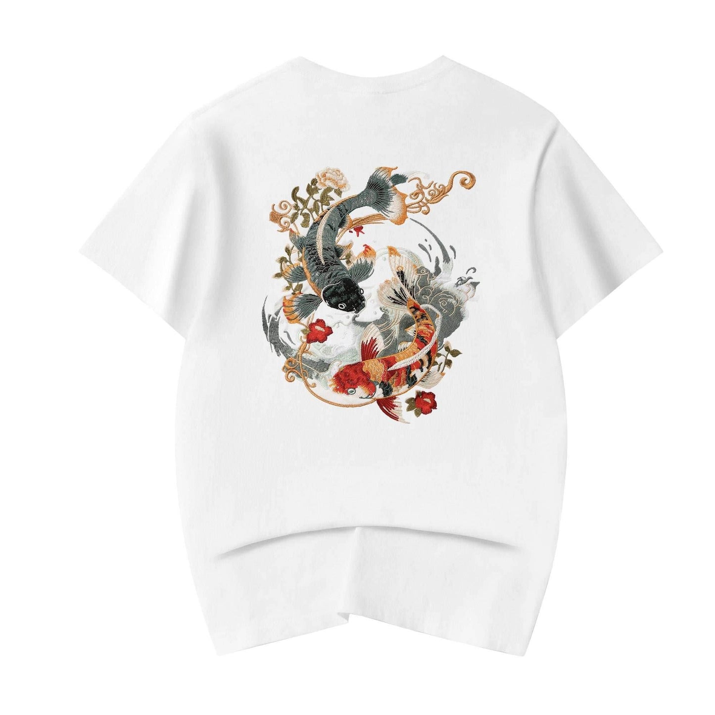 KH880 Koi Embroidery Tee - White / S