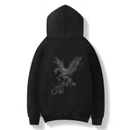 KH9011 Striking Phoenix Embroidery Hoodie - Black / S