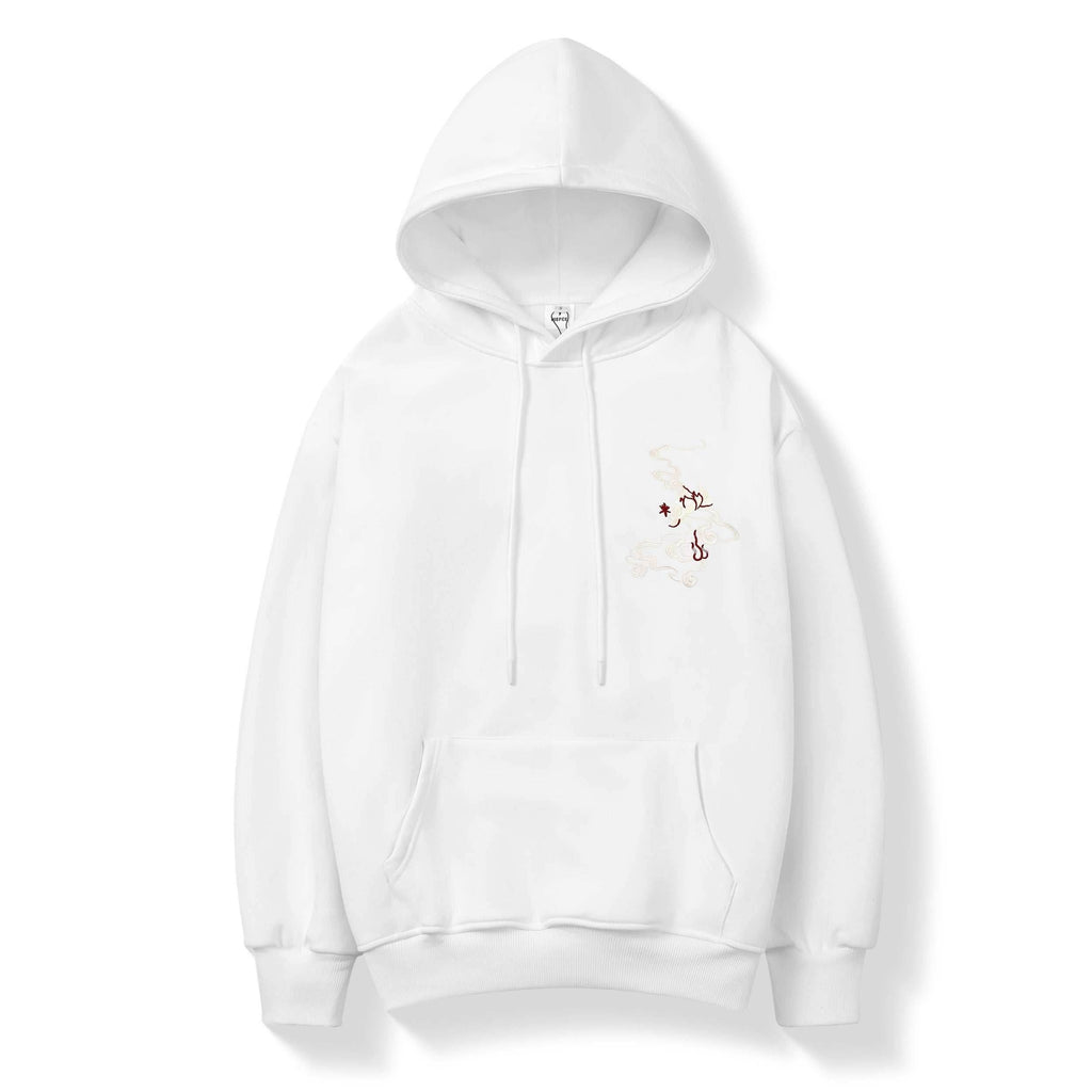 KH9011 Striking Phoenix Embroidery Hoodie - Black / S
