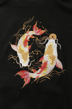 KH9013 Golden Koi Fish Embroidery Hoodie - Black / S