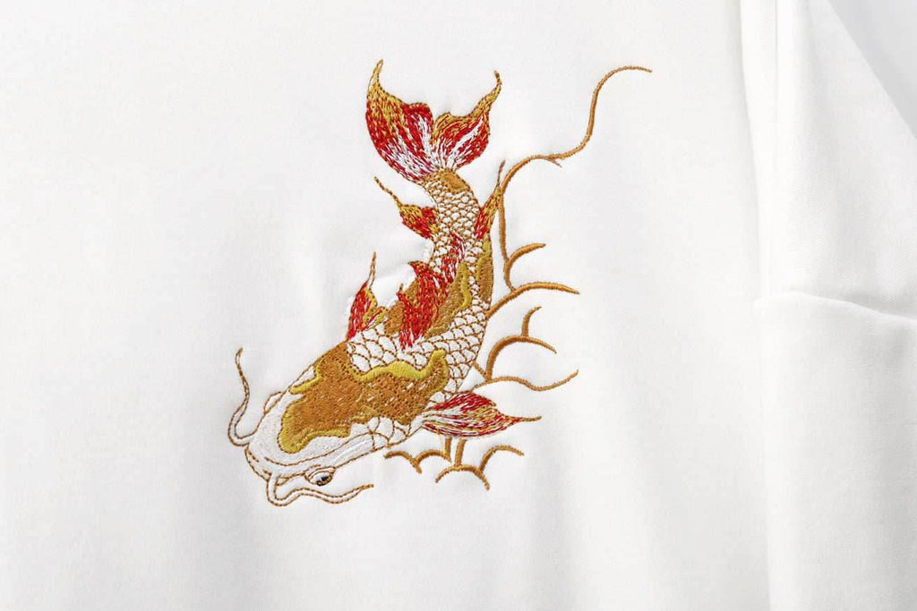 KH9013 Golden Koi Fish Embroidery Hoodie - Black / S