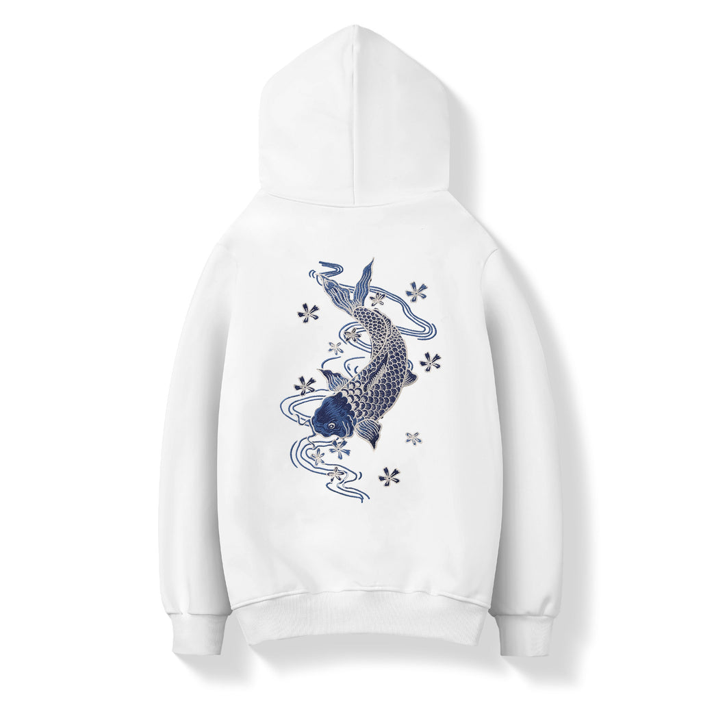 KH9015 Blue Koi Embroidery Hoodie